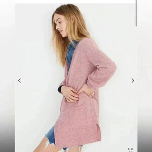 Madewell // EUC Edgewater Bubble-Sleeve Cardigan Sweater Heather Mulberry